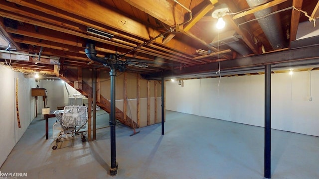 view of unfinished basement