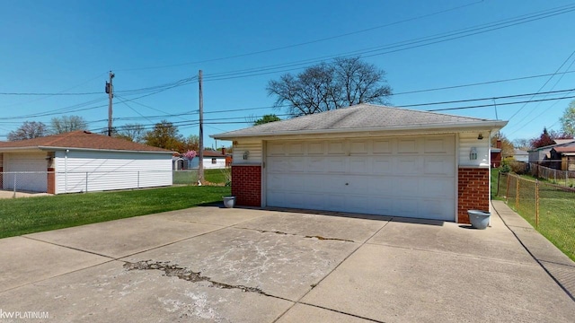 detached garage with fence
