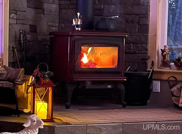 details with a wood stove