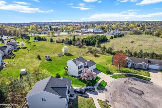 bird's eye view with a residential view