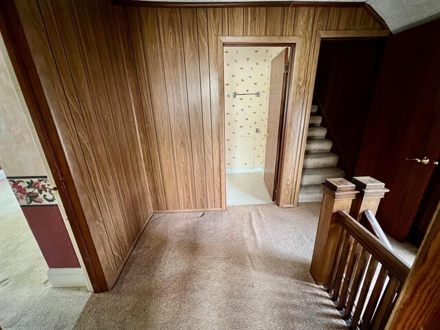 706 W Indiana St, Bay City, MI 48706 - hallway with stairway, baseboards, and carpet flooring