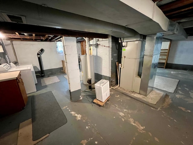 706 W Indiana St, Bay City, MI 48706 - below grade area with heating unit, water heater, and independent washer and dryer