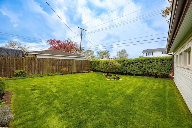 view of yard featuring a fenced backyard