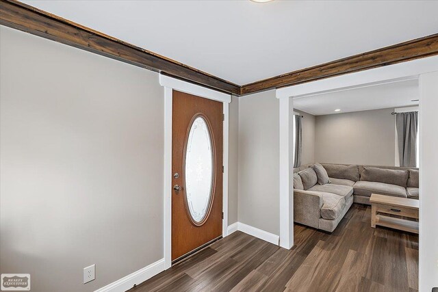 455 Garfield Rd, Fostoria, MI 48435 - entryway featuring baseboards and dark wood finished floors