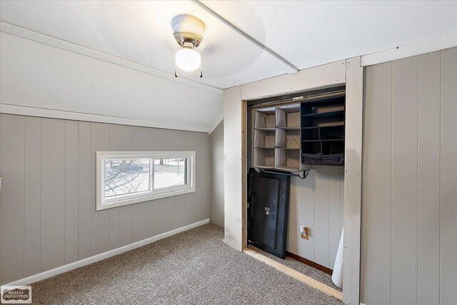 455 Garfield Rd, Fostoria, MI 48435 - interior space with baseboards, carpet, and lofted ceiling
