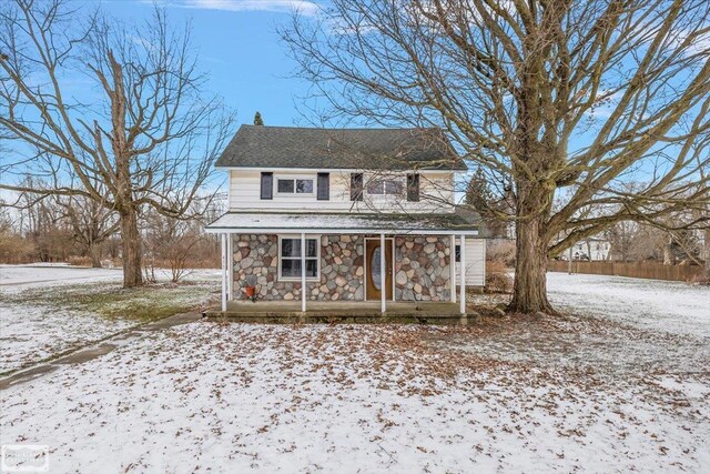 455 Garfield Rd, Fostoria, MI 48435 - snow covered structure with a porch
