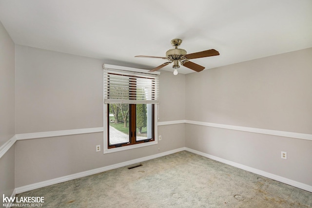 36870 Hebel Rd, Richmond Twp, MI 48062 - spare room featuring carpet floors, ceiling fan, baseboards, and visible vents