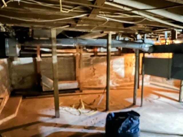 view of unfinished basement