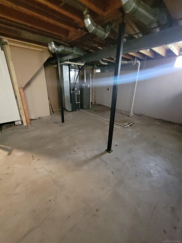 unfinished below grade area with heating unit