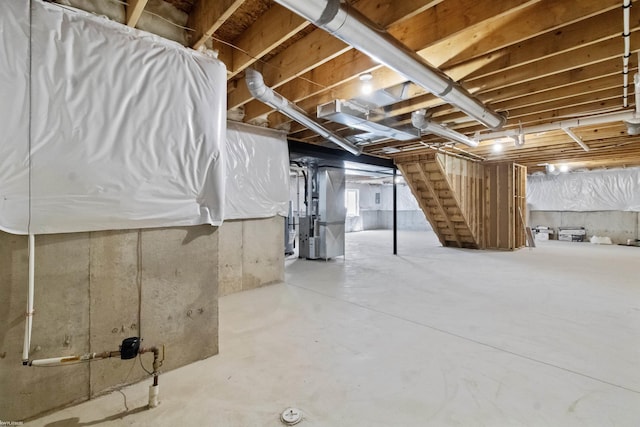 basement with heating unit