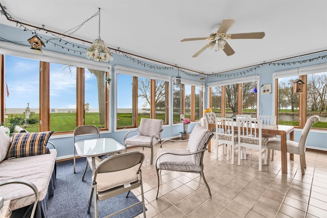 sunroom with tile patterned flooring