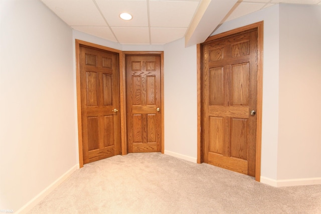 interior space featuring baseboards, carpet, and recessed lighting