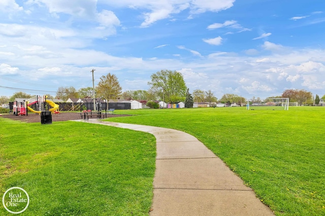 view of property's community featuring playground community