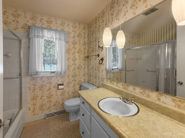 full bathroom featuring visible vents, tile patterned floors, and a healthy amount of sunlight