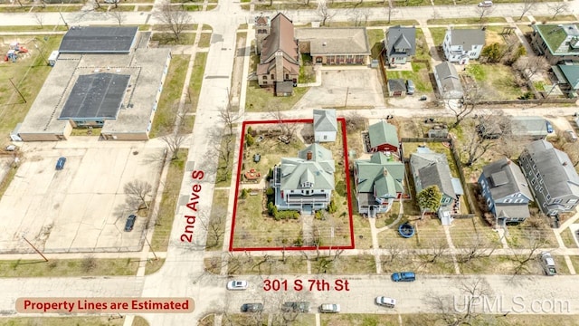 aerial view featuring a residential view