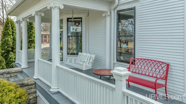 exterior space featuring covered porch