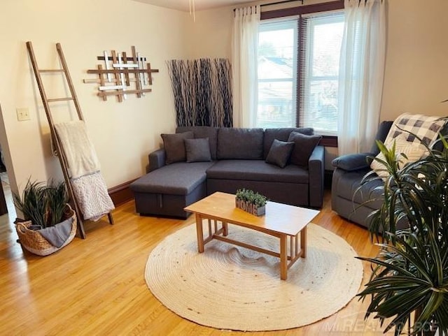living room featuring light wood-type flooring