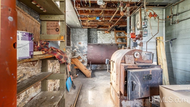 unfinished below grade area featuring heating fuel