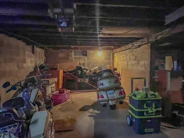 view of unfinished basement