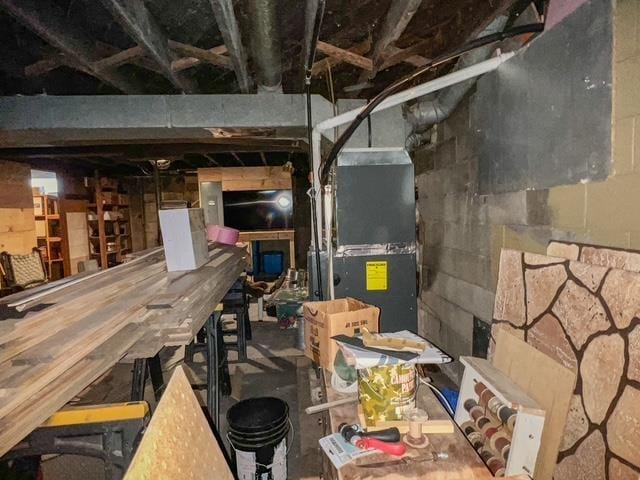 unfinished below grade area with heating unit