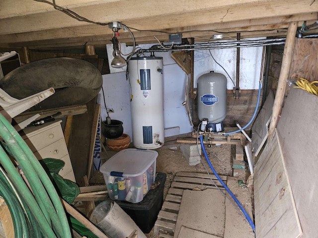 utility room featuring water heater