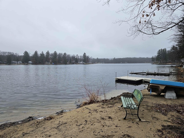 view of dock featuring a water view