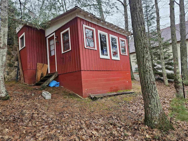 view of outbuilding featuring entry steps