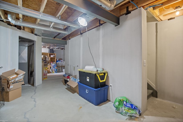 view of unfinished below grade area