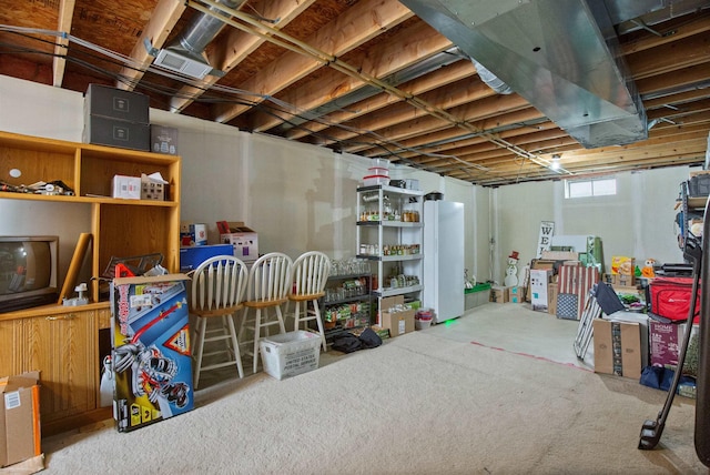 below grade area featuring carpet flooring