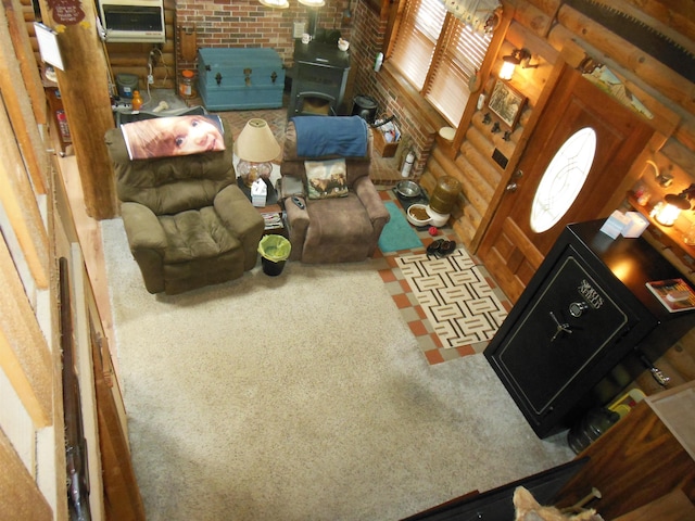 living area with carpet flooring