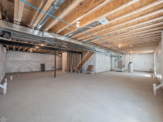 3251 Waldon Ridge Dr, Orion Twp, MI 48359 - unfinished below grade area with heating unit and stairway