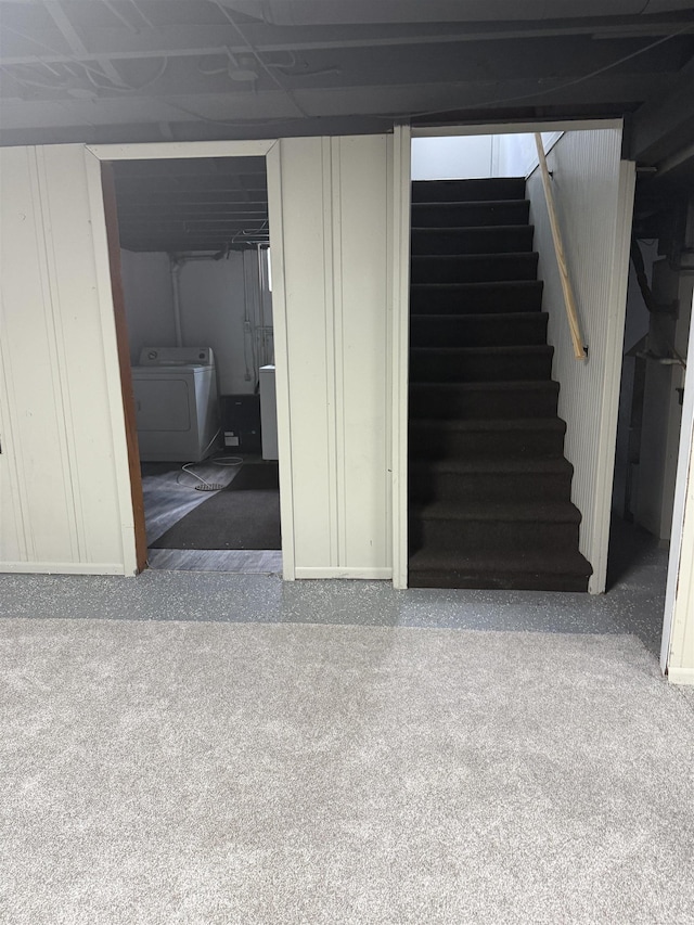 finished below grade area featuring stairs