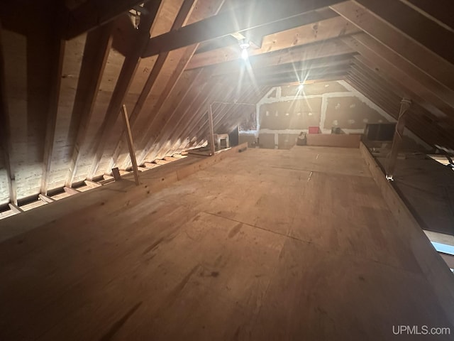 view of unfinished attic
