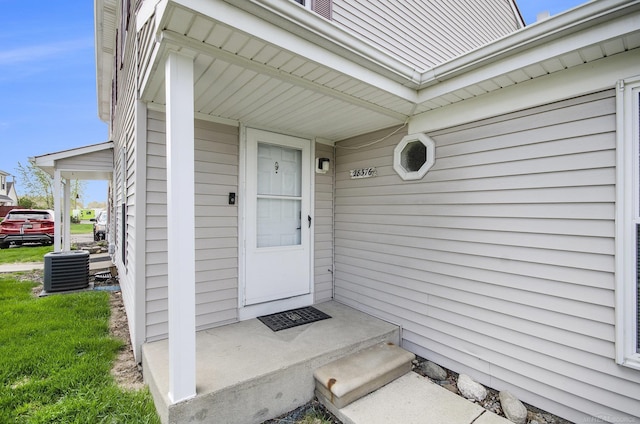 property entrance featuring central AC