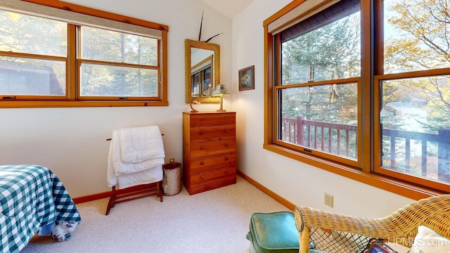carpeted bedroom featuring baseboards