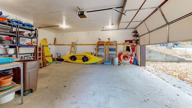 garage with a garage door opener
