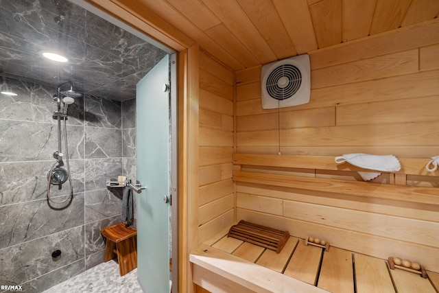 view of sauna