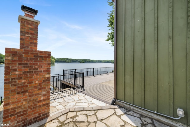 view of dock featuring a water view