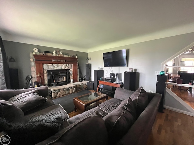 living room with wood finished floors