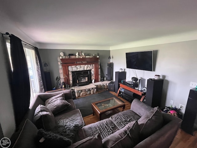 living area featuring wood finished floors
