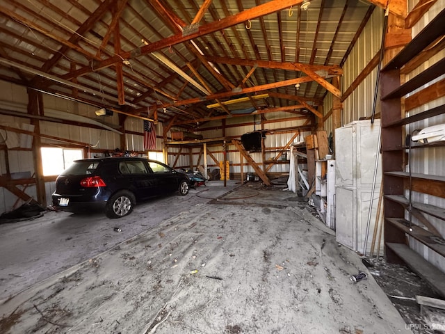 garage featuring metal wall