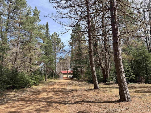 view of yard featuring a view of trees