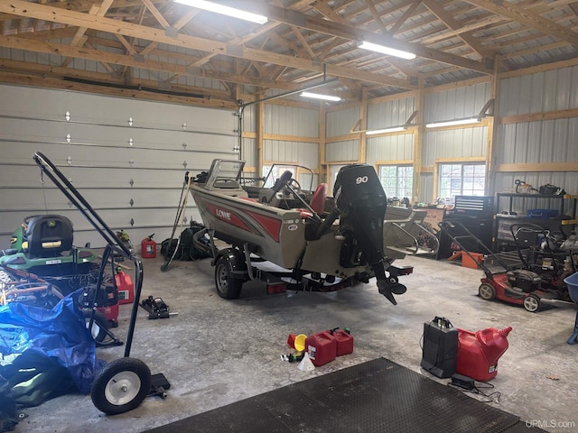 garage featuring metal wall
