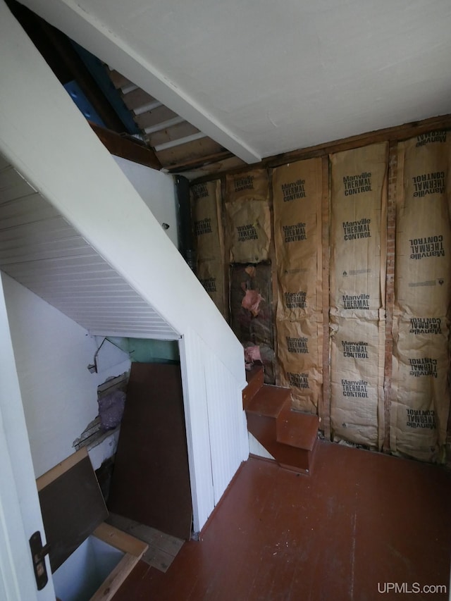 basement with wood finished floors