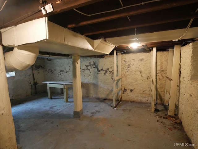 view of unfinished below grade area
