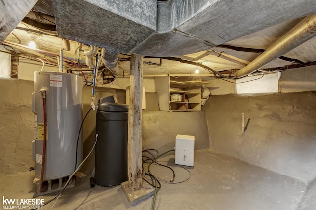 utility room featuring water heater