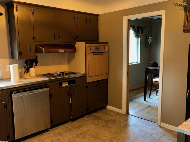 38331 Jonathan St, Clinton Township, MI 48036 - kitchen with oven, dishwasher, under cabinet range hood, electric cooktop, and baseboards
