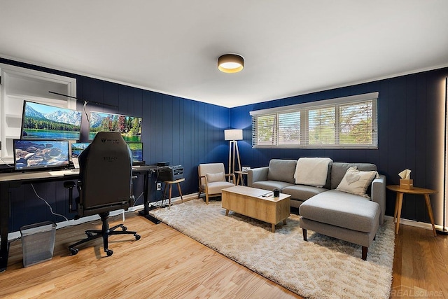 office area with wood finished floors
