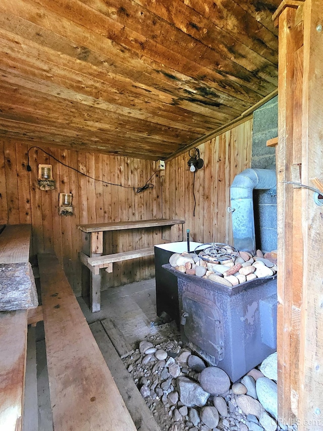 N15505 Black River Rd, Ironwood, MI 49938 - miscellaneous room featuring wood ceiling and wood walls