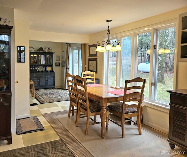 N15505 Black River Rd, Ironwood, MI 49938 - dining space featuring a chandelier and baseboards